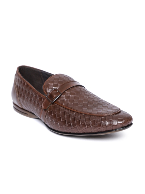 

San Frissco Men Brown Basketweave Texture Semiformal Slip-Ons