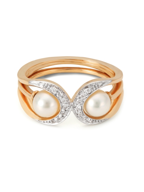 

Mia by Tanishq Women 14-KT Yellow Gold Ring with Diamonds & Pearls