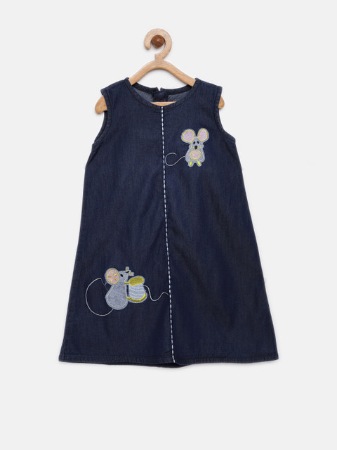 

YK Girls Navy Blue A-Line Dress