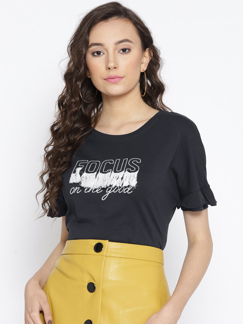 

Vero Moda Women Navy Blue Embroidered Top