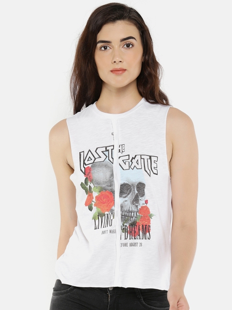 

Vero Moda Women White Solid Round Neck T-shirt
