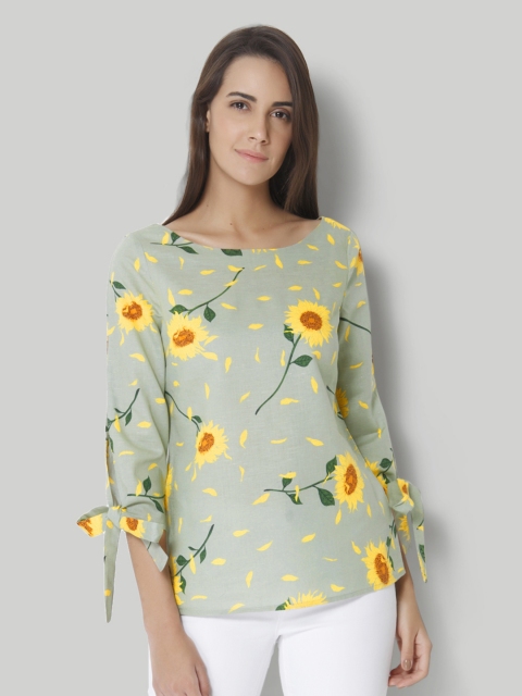 

Vero Moda Women Green & Yellow Printed Top