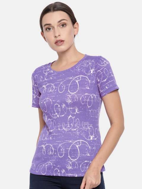 

Vero Moda Women Purple Printed Round Neck T-shirt