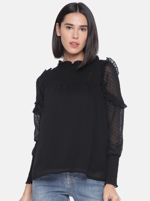 

Vero Moda Women Black Self Design Top