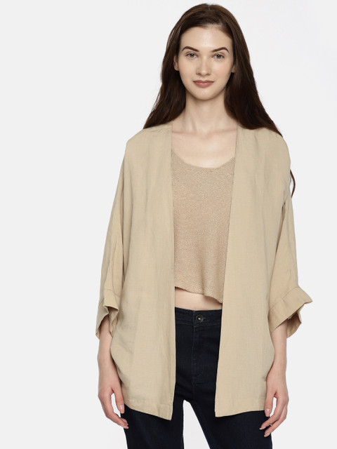 

Vero Moda Beige Solid Open Front Shrug