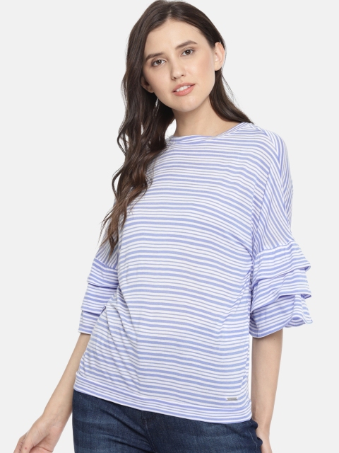 

Vero Moda Women Blue & White Striped Regular Top