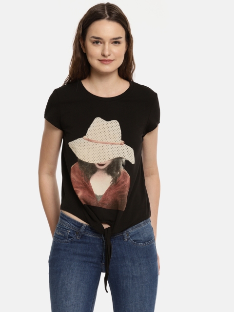 

Vero Moda Women Black Printed Top