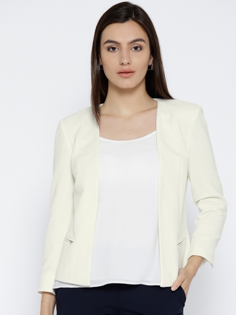 

Vero Moda Women Off-White Solid Casual Blazer