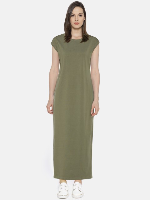 

Vero Moda Women Olive Green Solid Maxi Dress