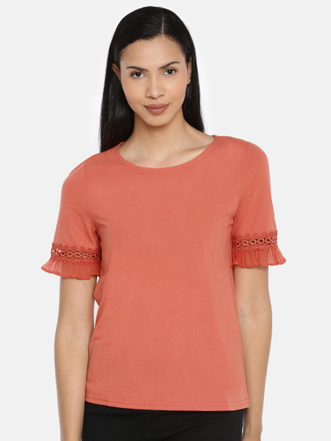 

Vero Moda Women Rust Pink Solid Top