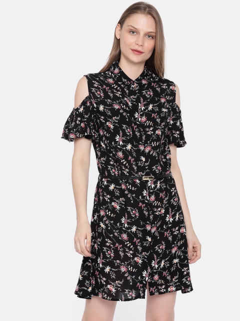 

Deal Jeans Women Black Printed A-Line Dress