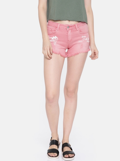 

Deal Jeans Women Pink Printed Regular Fit Denim Shorts