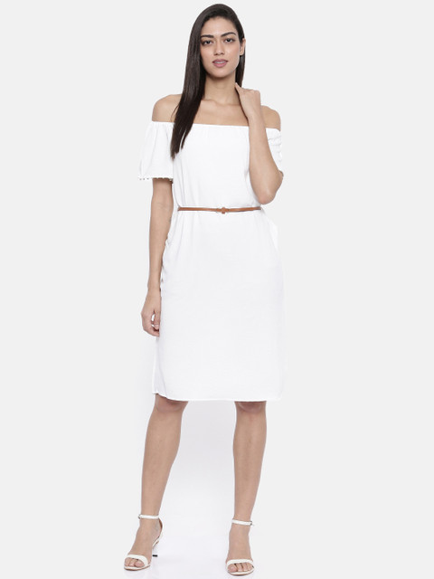 

Deal Jeans Women White Solid A-Line Dress