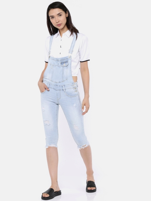

Deal Jeans Women Blue Distressed Denim Dungarees