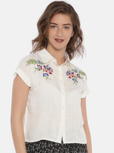 

Deal Jeans Women White Regular Fit embellished Casual Shirt