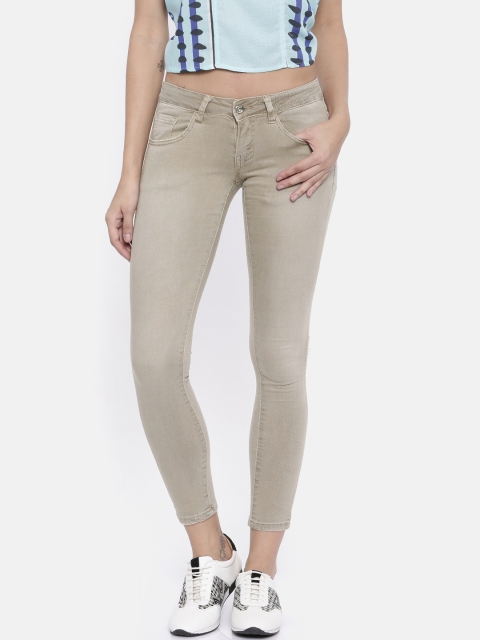 

Deal Jeans Women Beige Skinny Fit Mid-Rise Clean Look Stretchable Cropped Jeans