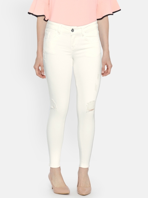

Deal Jeans Women White Skinny Fit Mid-Rise Mildly Distressed Stretchable Jeans