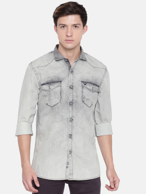 

Solly Jeans Co. Men Grey Custom Regular Fit Solid Casual Shirt