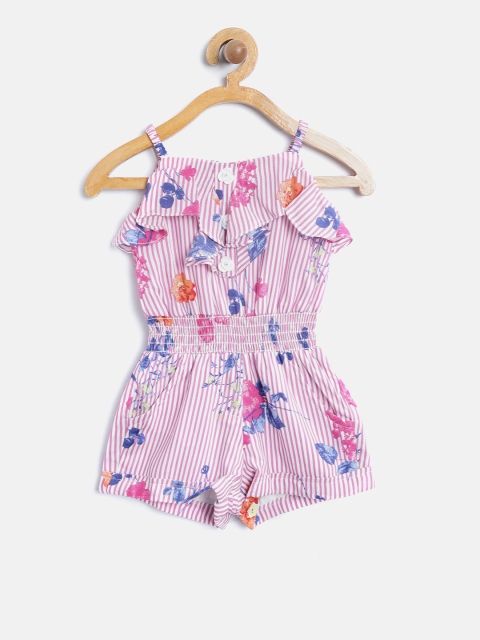 

Tiny Girl Pink & White Striped Playsuit with Floral Print Detail