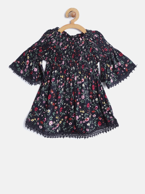 

Tiny Girl Navy Floral Print Bardot Top, Navy blue