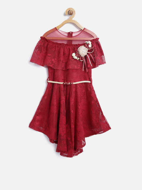 

Tiny Girl Red Lace Fit and Flare Dress