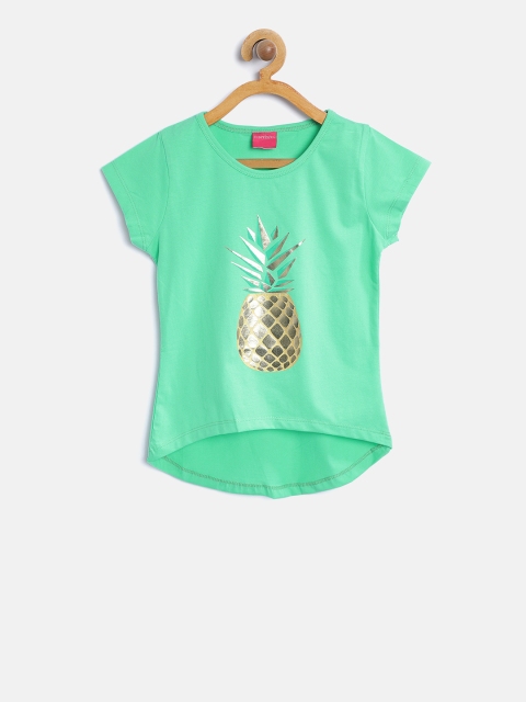 

Tiny Girl Green Printed High-Low Top