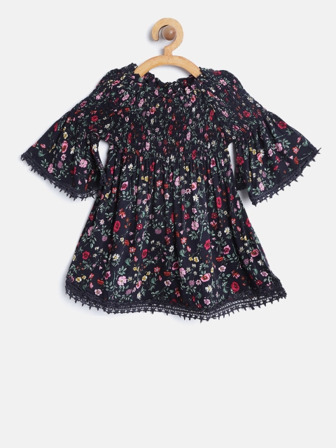 

Tiny Girl Navy Floral Print Bardot Top, Navy blue