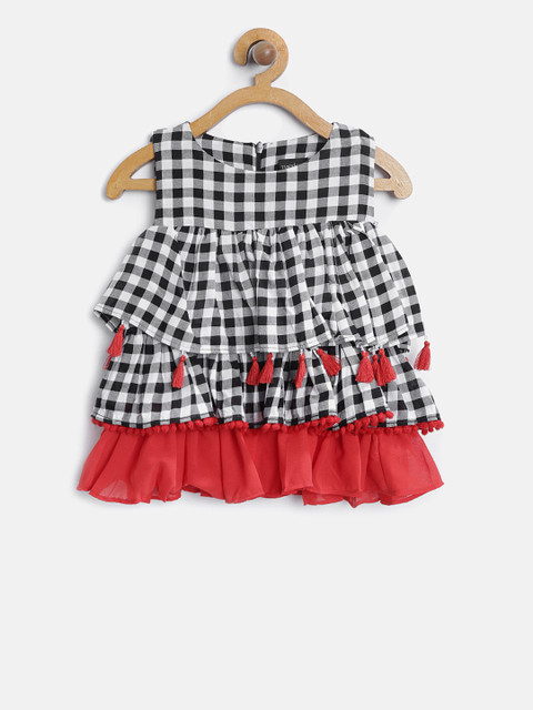 

Tiny Girl Black & White Checked Tiered Top