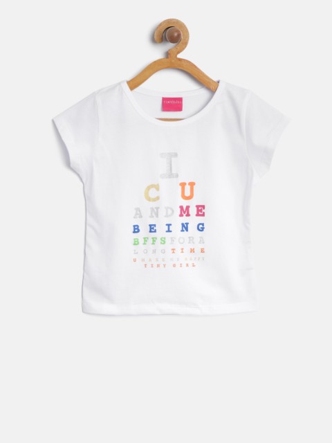

Tiny Girl Girls White Printed Round Neck T-shirt