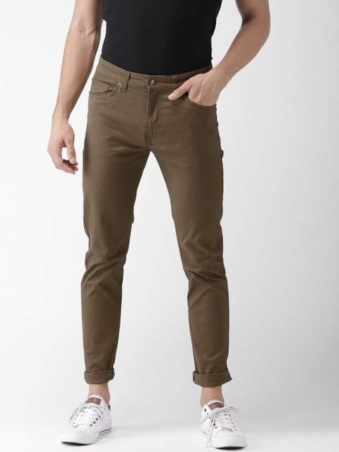 

FOREVER 21 Men Brown Regular Fit Solid Chinos