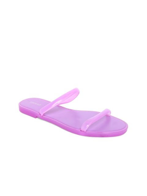 

FOREVER 21 Women Purple Solid Open Toe Flats