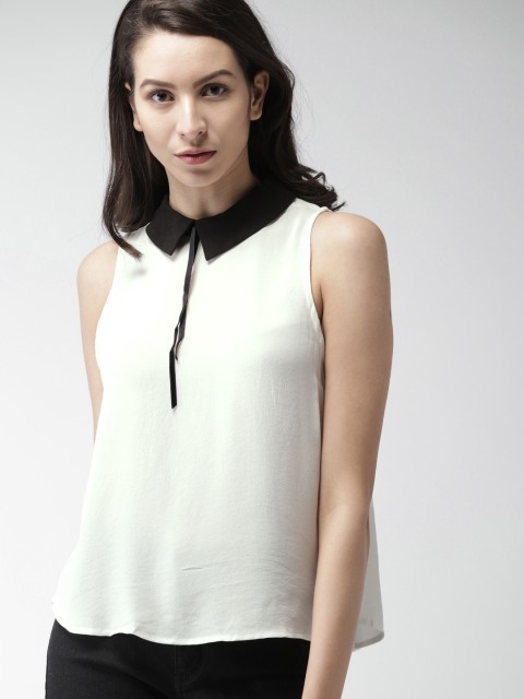 

FOREVER 21 Women Off-White Solid Top