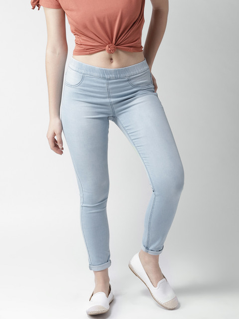 

FOREVER 21 Blue Washed Super Skinny Fit High-Rise Jeggings
