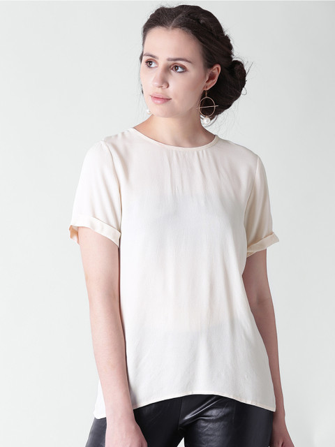 

FOREVER 21 Women Peach-Coloured Solid Top