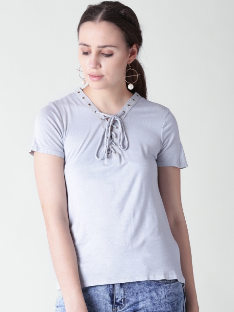 

FOREVER 21 Women Blue Solid Top