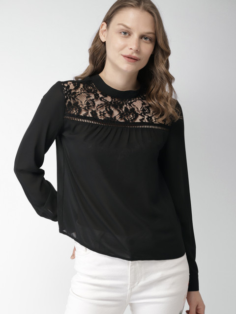 

FOREVER 21 Women Black Solid Top
