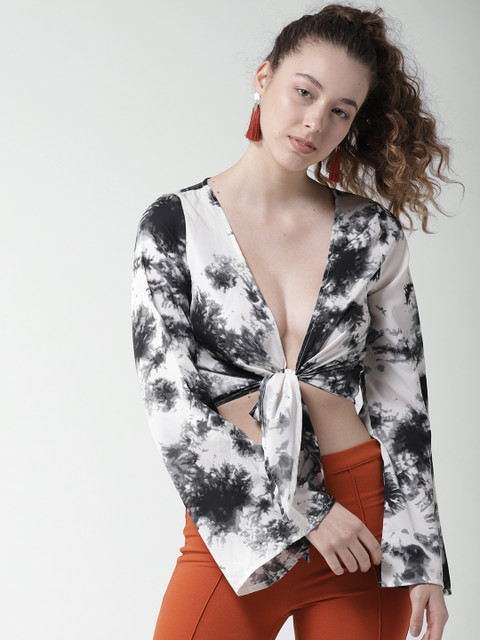 

FOREVER 21 Women Off-White Printed Wrap Top