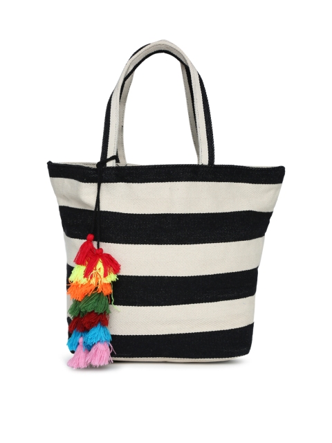 

FOREVER 21 White & Black Striped Shoulder Bag