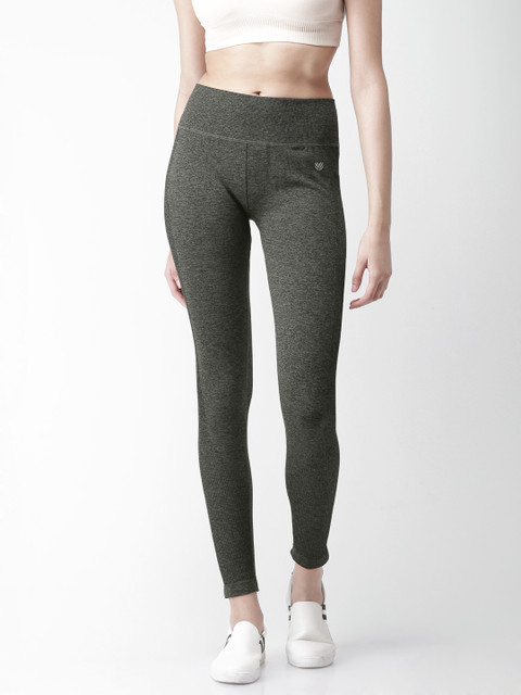 

FOREVER 21 Women Olive Green Solid Tights