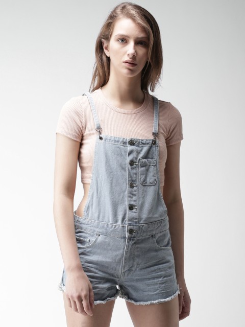 

FOREVER 21 Blue Solid Playsuit