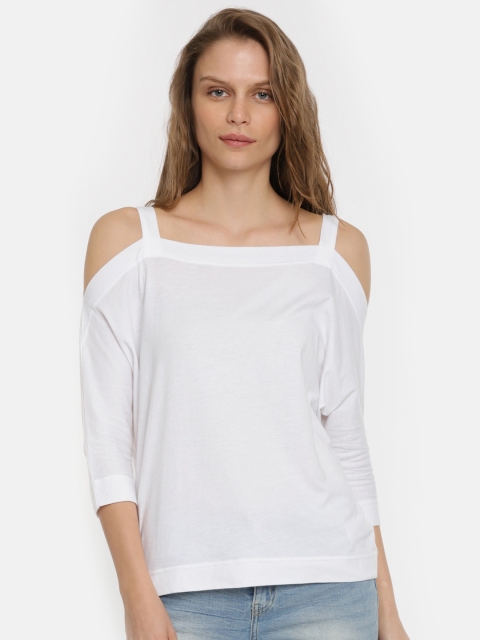 

FOREVER 21 Women White Solid Top