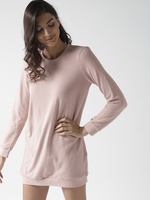 

FOREVER 21 Women Pink Solid T-shirt Dress