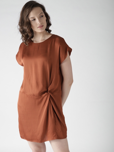 

FOREVER 21 Women Brown Solid A-Line Dress