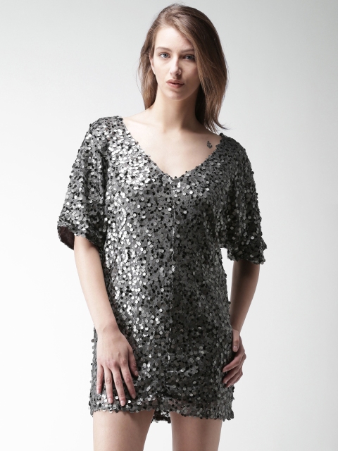 

FOREVER 21 Women Grey Self Design A-Line Dress