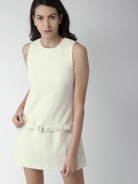 

FOREVER 21 Women Off-White Solid A-Line Dress