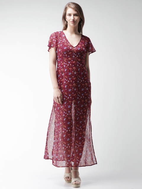 

FOREVER 21 Women Burgundy Printed Maxi Dress