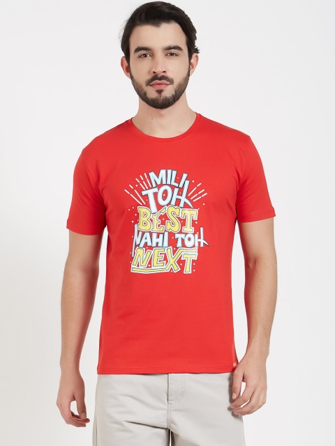 

WYO Men Red Printed Round Neck T-shirt