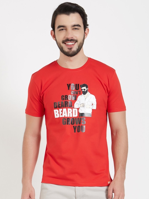 

WYO Men Red Printed Round Neck T-shirt
