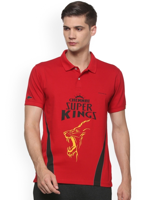 

Peter England Men Slim Fit Red Printed Polo Collar T-shirt