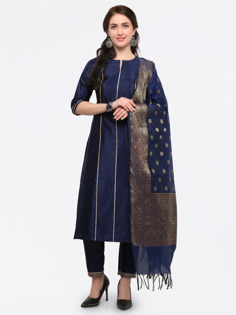 

Inddus Blue Woven Design Banarasi Dupatta